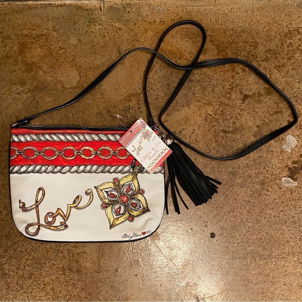 New BRIGHTON GlItter & Glow Pouch canvas printed Crossbody‎ bag